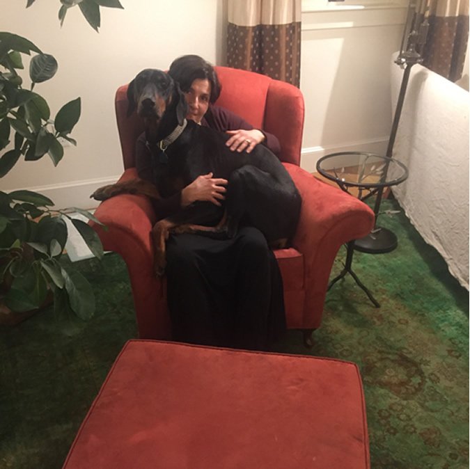 Dr. Stephanie Borns-Weil and her beloved Doberman