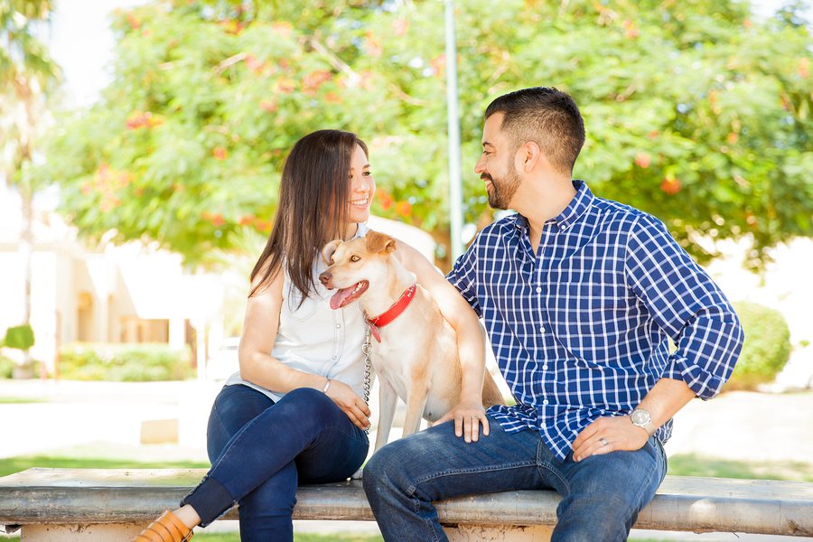 couple and dog