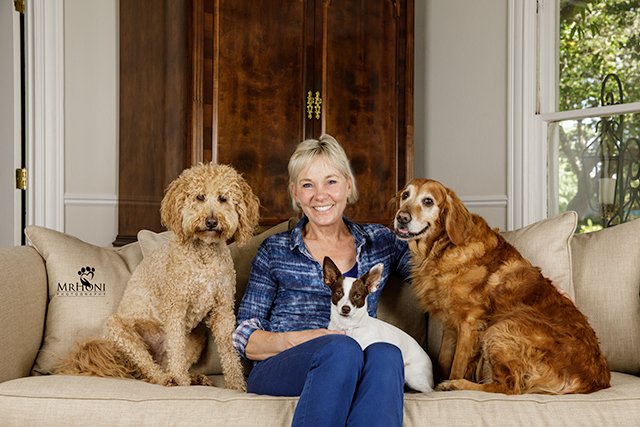 Barbara Goodrich with goldendoodle