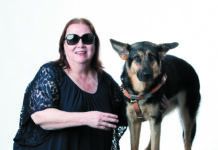 Kim Charlson and her guide dog, Idabelle.